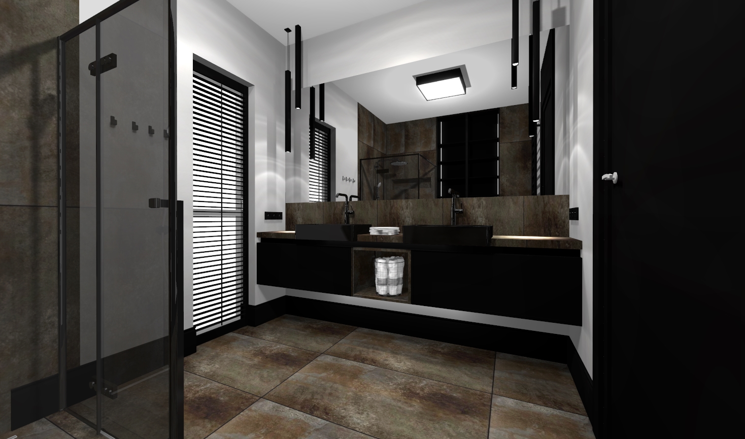 Modern bathroom design with floating vanity and vessel sinks
